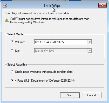 DaRT - 10 - Disk Wipe