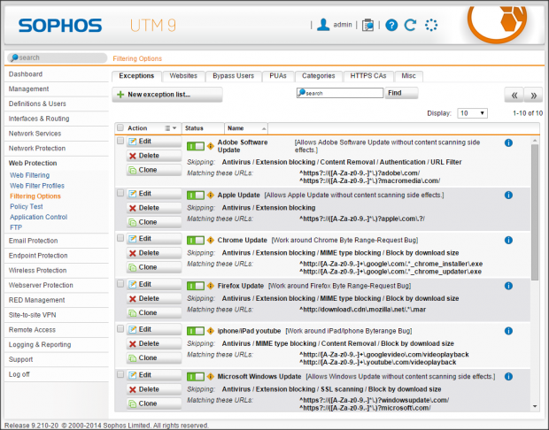 3-Sophos UTM Home-Web Protection-Filtering Options-1