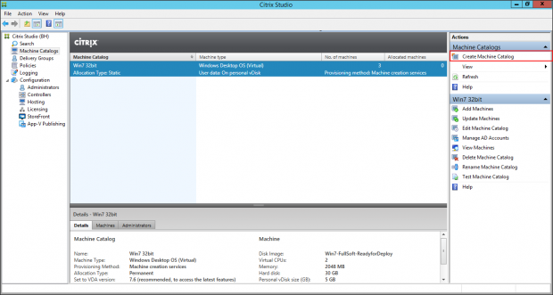 Machine Catalog Server OS - 1