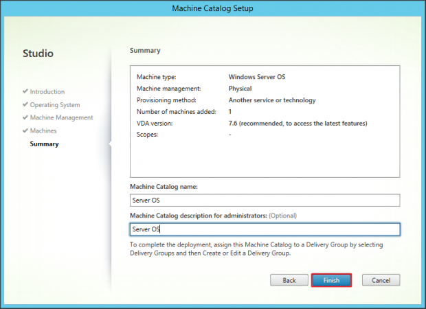 Machine Catalog Server OS - 5