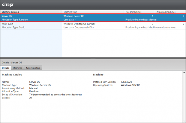 Machine Catalog Server OS - 7